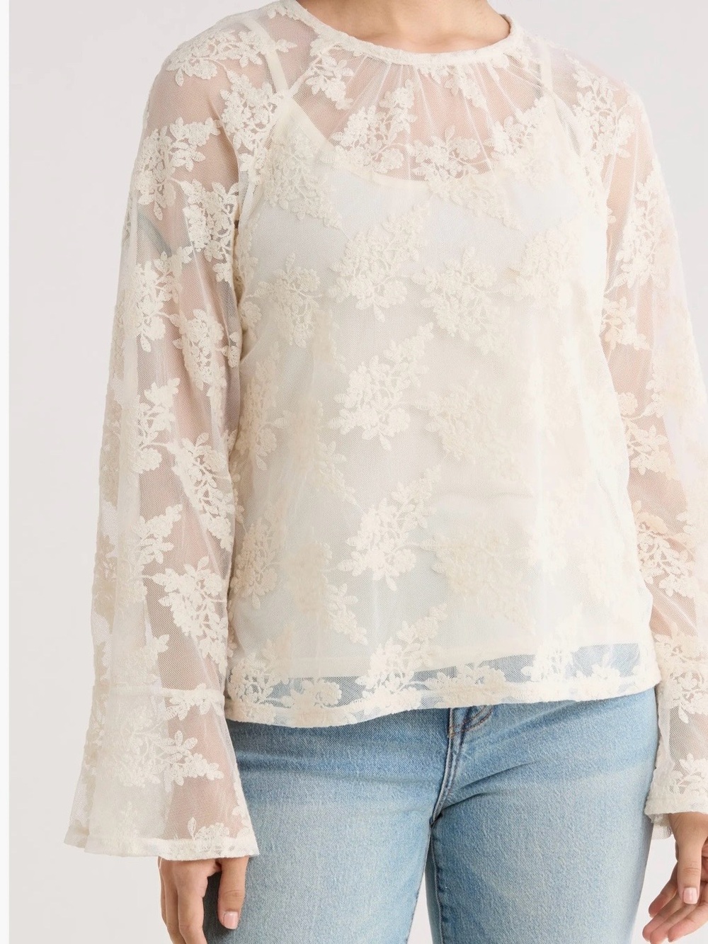 Sanctuary Boho Long Sleeve Lace Top Size X Small MSRP $119